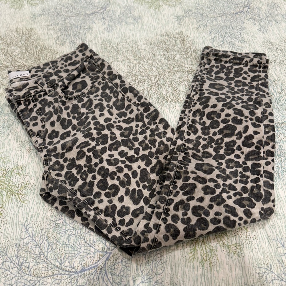 LOFT Gray Leopard Print Denim